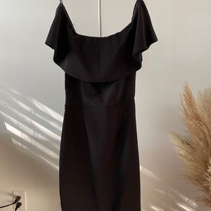 Dynamite Black Off-Shoulder Midi-Dress